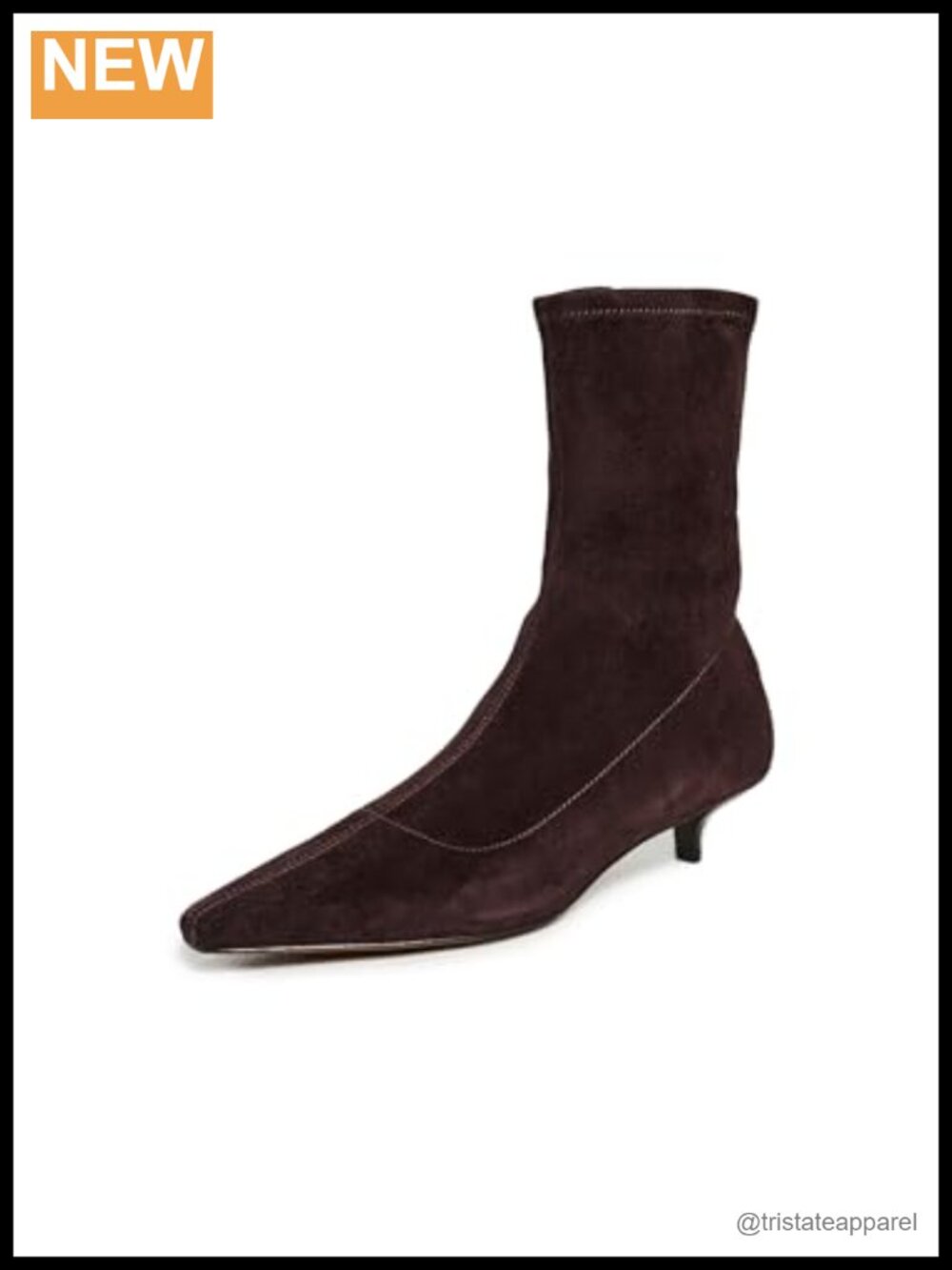 Suede Kitten Heel Ankle Boots Pointed Toe Zip Closure Leather Lining